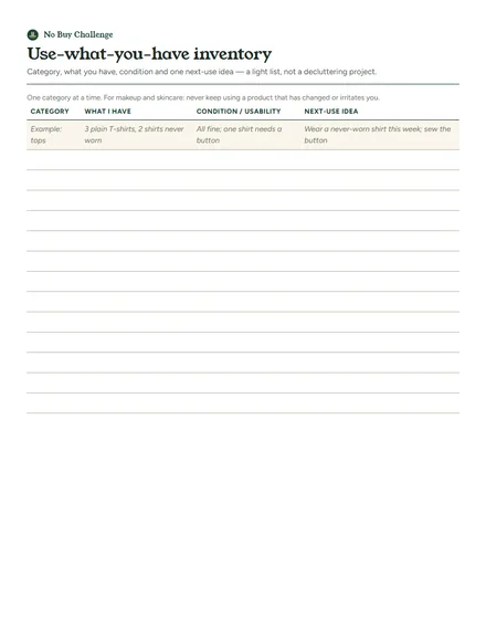 Preview of the first page: Use-what-you-have inventory