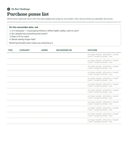 Preview of the first page: Purchase pause list